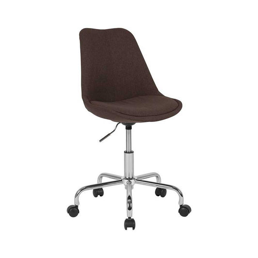 Aurora Series Mid-Back Brown Fabric Task Office Chair with Pneumatic Lift and Chrome Base