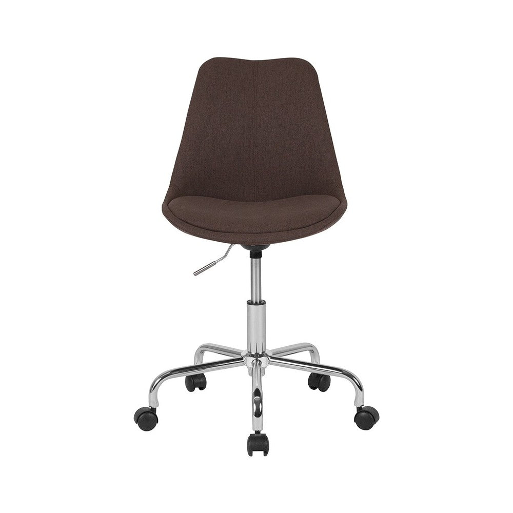Aurora Series Mid-Back Brown Fabric Task Office Chair with Pneumatic Lift and Chrome Base
