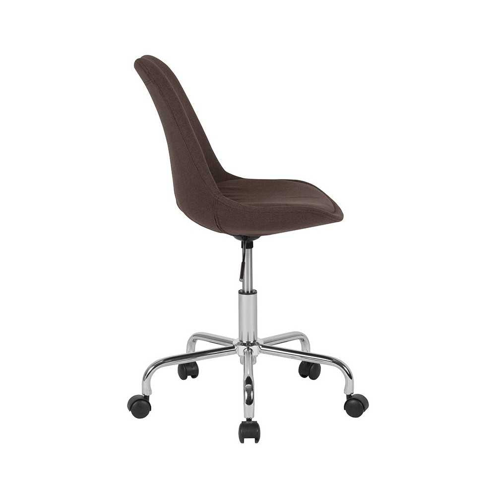 Aurora Series Mid-Back Brown Fabric Task Office Chair with Pneumatic Lift and Chrome Base