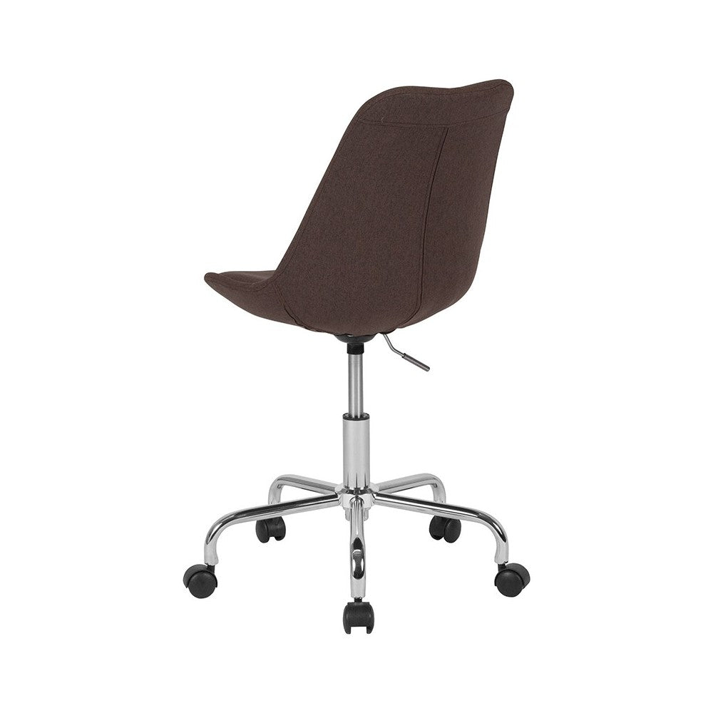 Aurora Series Mid-Back Brown Fabric Task Office Chair with Pneumatic Lift and Chrome Base