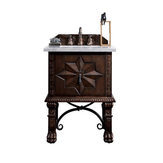 Balmoral 26" Single Vanity, Antique Walnut w/ 3 CM Arctic Fall Solid Surface Top