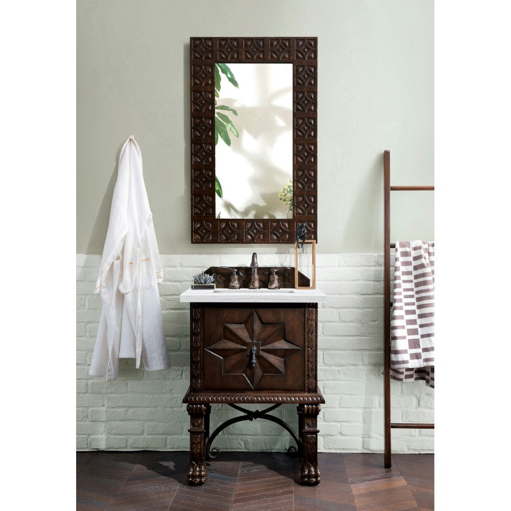 Balmoral 26" Single Vanity, Antique Walnut w/ 3 CM Arctic Fall Solid Surface Top