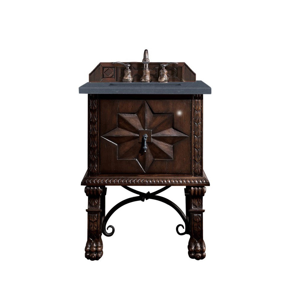 Balmoral 26" Single Vanity Antique Walnut w/ 3 CM Charcoal Soapstone Quartz Top