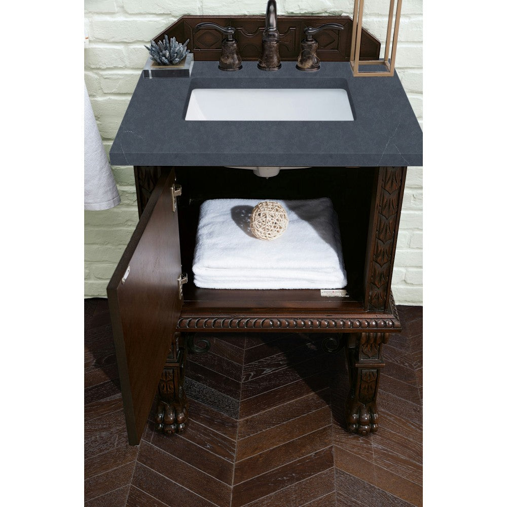 Balmoral 26" Single Vanity Antique Walnut w/ 3 CM Charcoal Soapstone Quartz Top