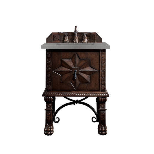 Balmoral 26" Single Vanity Cabinet, Antique Walnut, w/ 3 CM Gray Expo Quartz Top