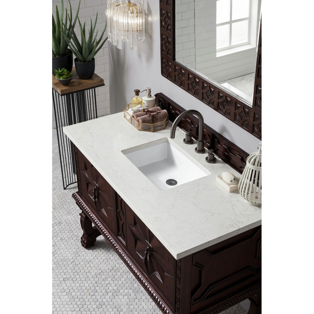 Balmoral 48" Single Vanity Antique Walnut w/ 3 CM Jasmine Pearl Quartz Top