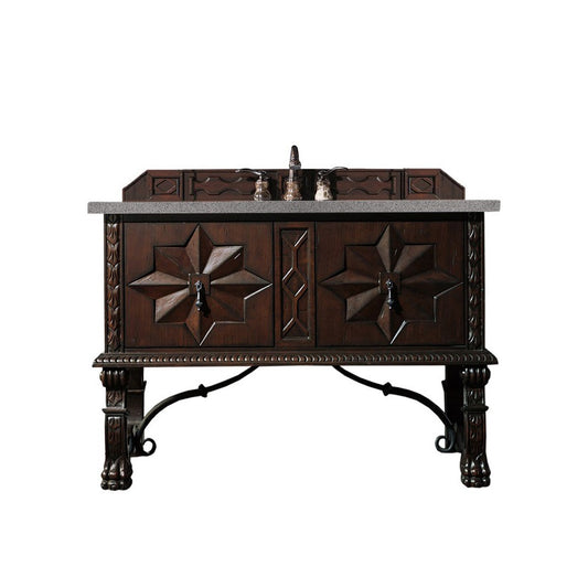 Balmoral 48" Single Vanity Cabinet, Antique Walnut, w/ 3 CM Gray Expo Quartz Top