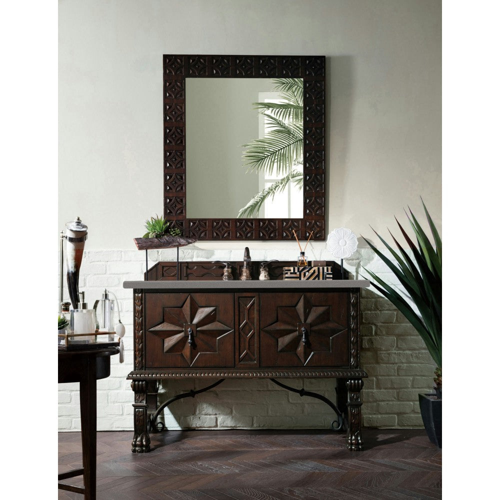 Balmoral 48" Single Vanity Cabinet, Antique Walnut, w/ 3 CM Gray Expo Quartz Top