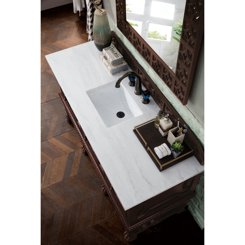 Balmoral 60" Antique Walnut Single Vanity w/ 3 CM Arctic Fall Solid Surface Top