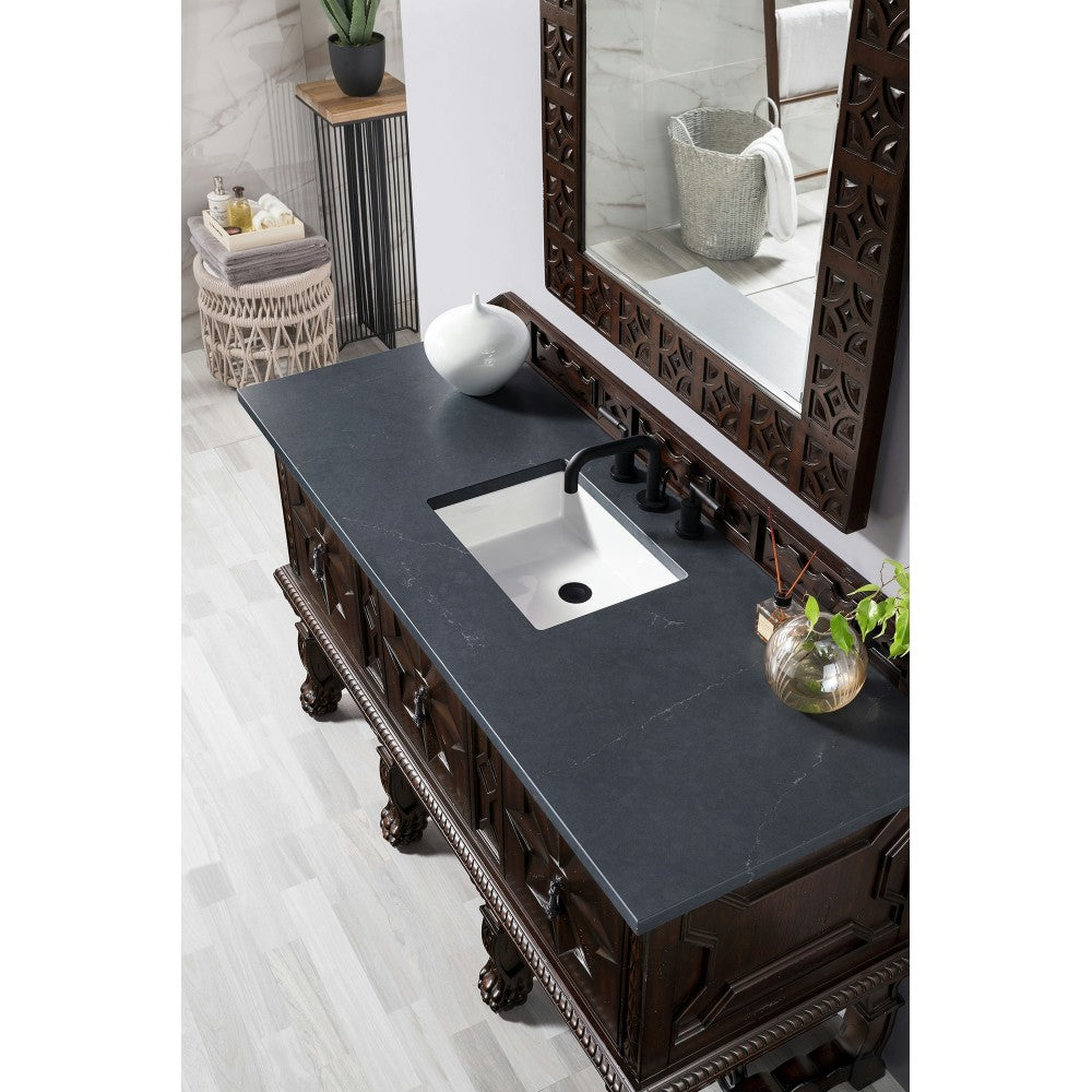 Balmoral 60" Single Vanity Antique Walnut w/ 3 CM Charcoal Soapstone Quartz Top