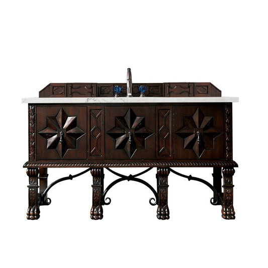 Balmoral 60" Single Vanity Antique Walnut w/ 3 CM Jasmine Pearl Quartz Top