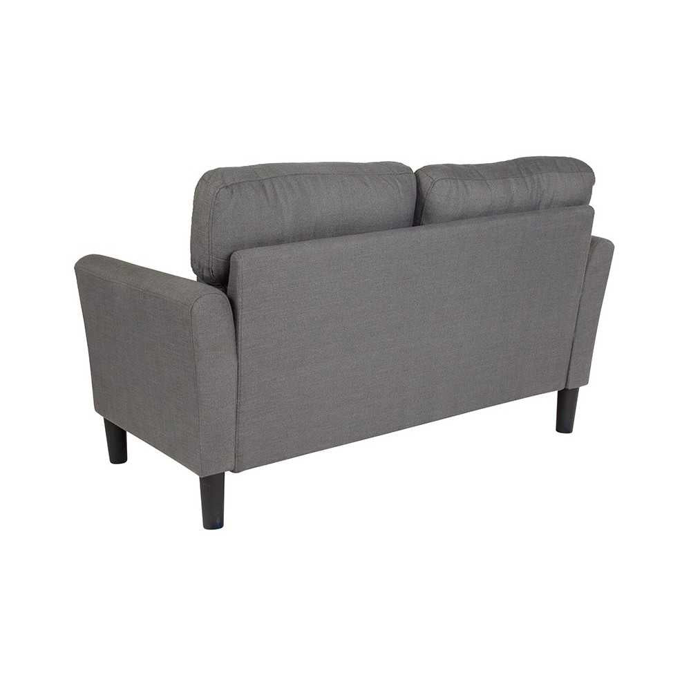 Bari Upholstered Loveseat in Dark Gray Fabric