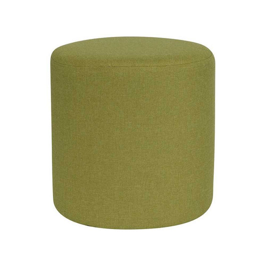 Barrington Upholstered Round Ottoman Pouf in Green Fabric