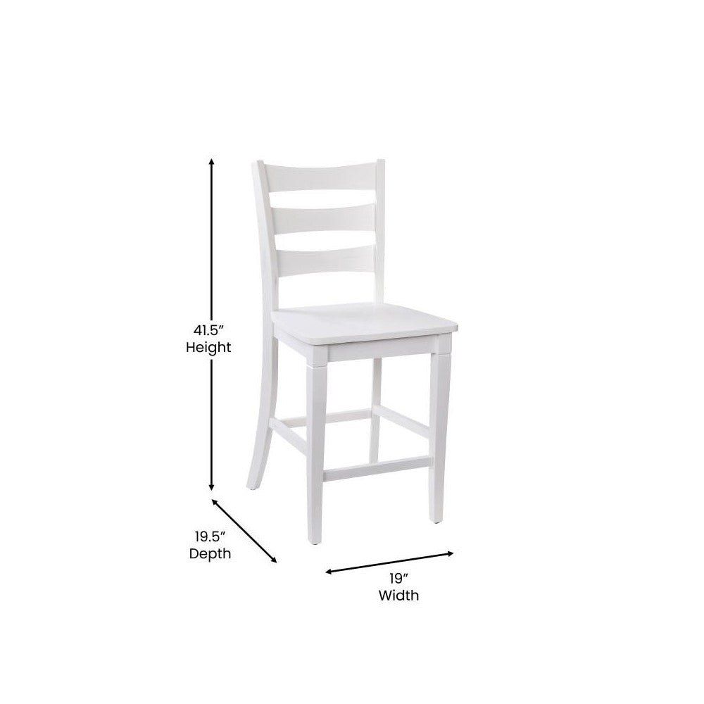 Barstool with Solid Wood Seat, Antique White Wash