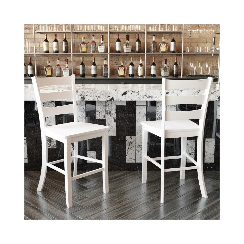 Barstool with Solid Wood Seat, Antique White Wash