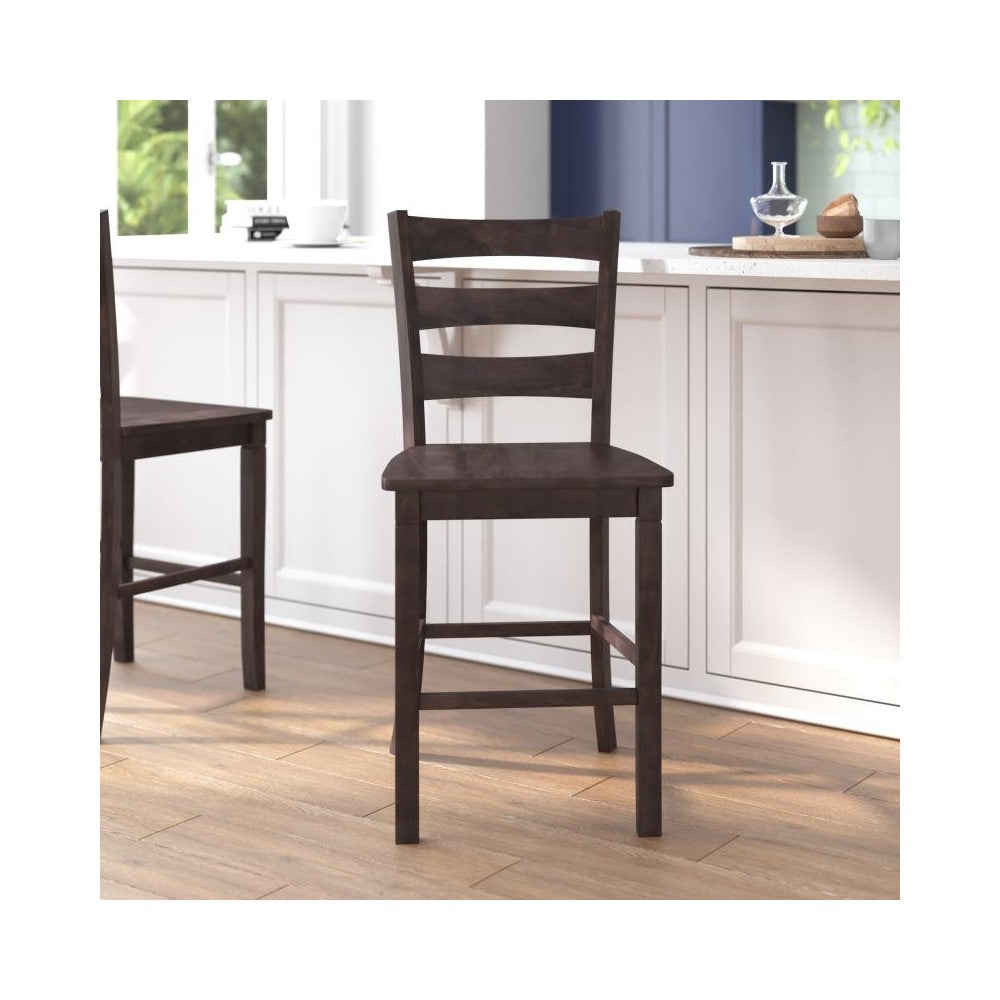 Barstool with Solid Wood Seat, Gray Wash Walnut