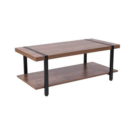 Beacon Hill Rustic Wood Grain Finish Coffee Table with Black Metal Legs