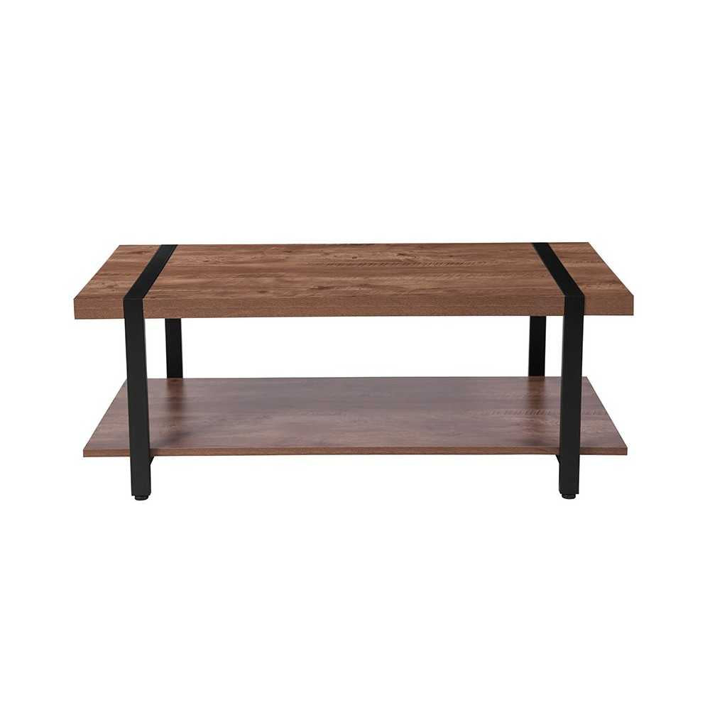 Beacon Hill Rustic Wood Grain Finish Coffee Table with Black Metal Legs