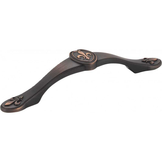 5-13/16" Overall Length Fleur-de-lis Cabinet Pull. Holes are 96 mm center-to-center.