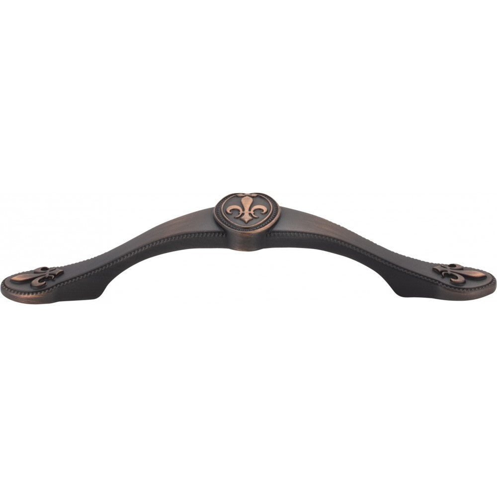 5-13/16" Overall Length Fleur-de-lis Cabinet Pull. Holes are 96 mm center-to-center.