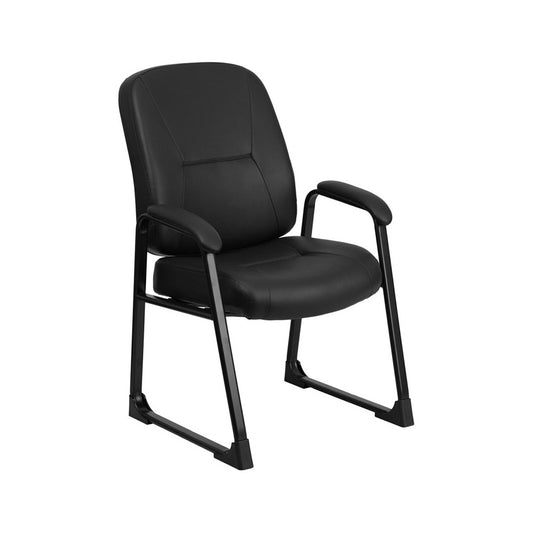 Big & Tall 400 lb. Rated Black LeatherSoft Executive Side Chair with Sled Base