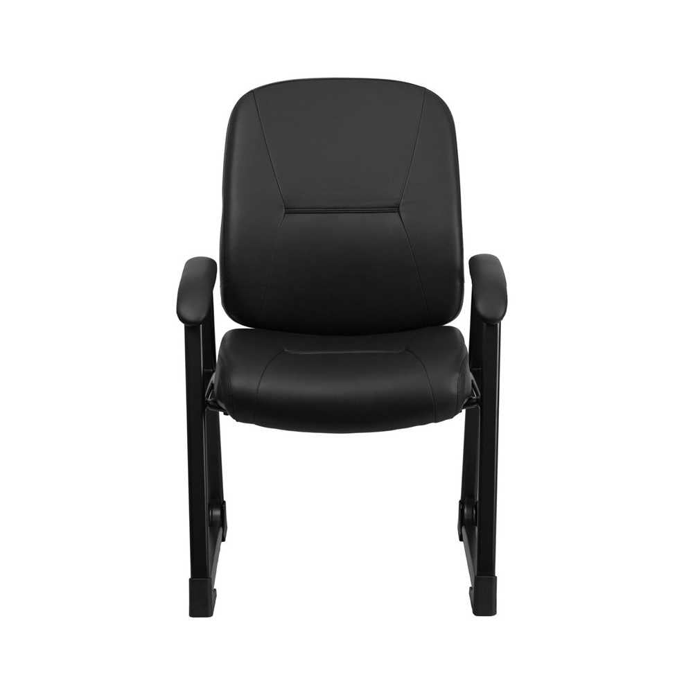 Big & Tall 400 lb. Rated Black LeatherSoft Executive Side Chair with Sled Base