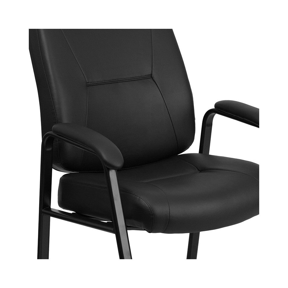 Big & Tall 400 lb. Rated Black LeatherSoft Executive Side Chair with Sled Base