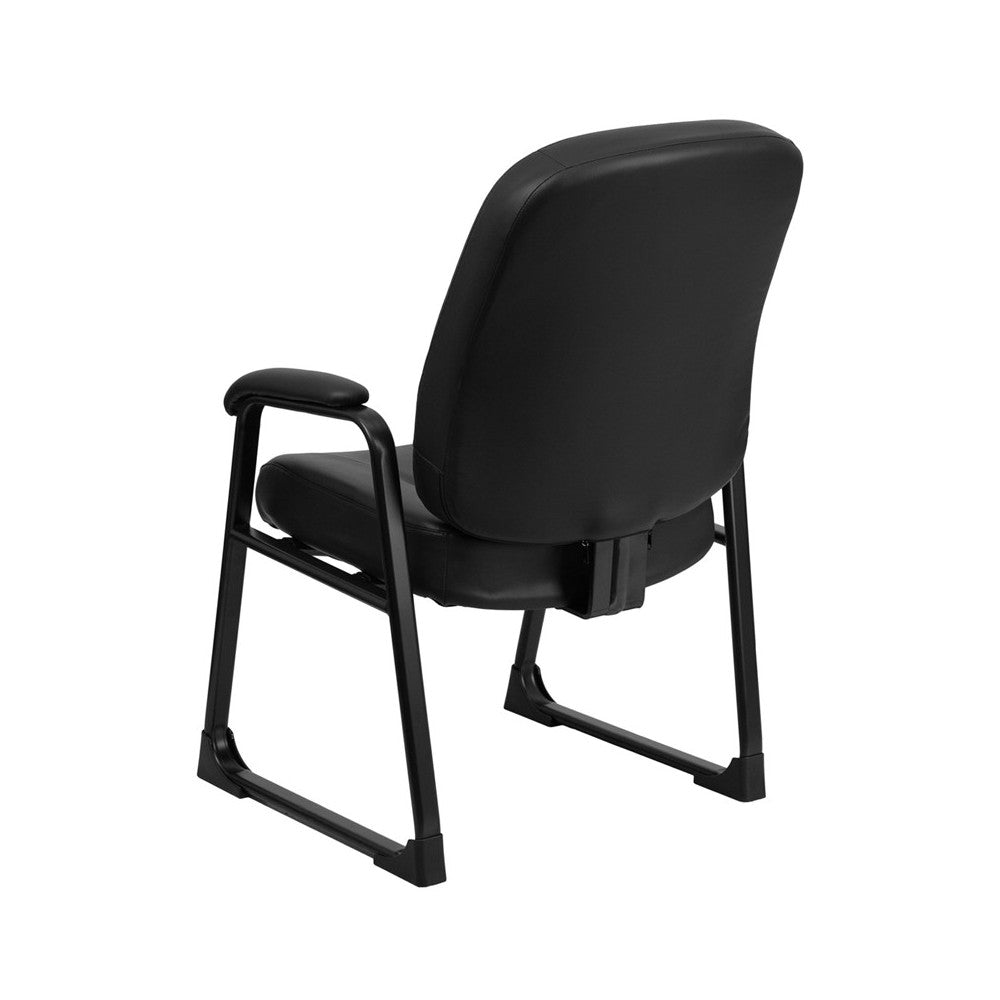 Big & Tall 400 lb. Rated Black LeatherSoft Executive Side Chair with Sled Base