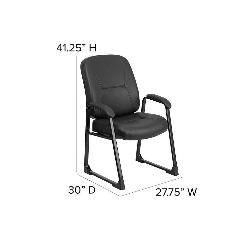 Big & Tall 400 lb. Rated Black LeatherSoft Executive Side Chair with Sled Base