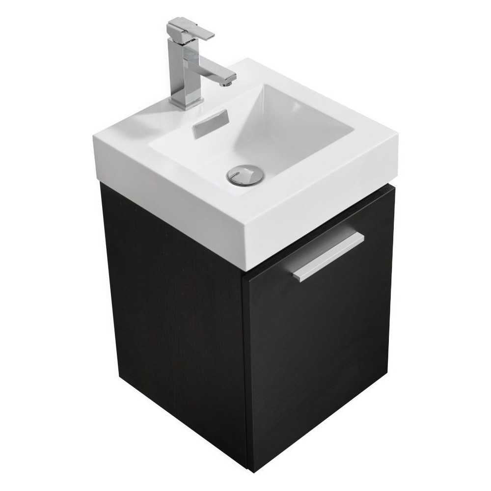 Bliss 16" Black Wall Mount Modern Bathroom Vanity