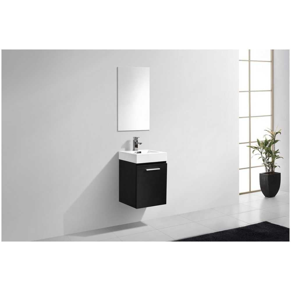 Bliss 16" Black Wall Mount Modern Bathroom Vanity