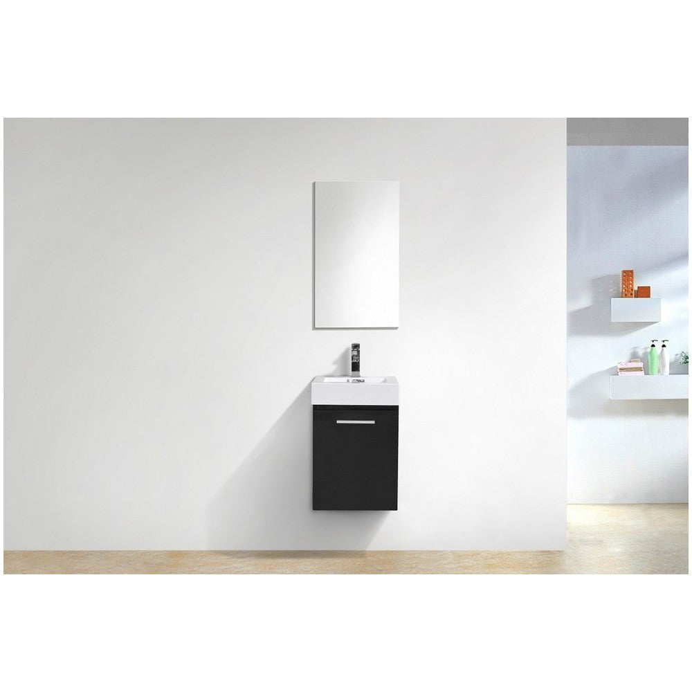 Bliss 16" Black Wall Mount Modern Bathroom Vanity