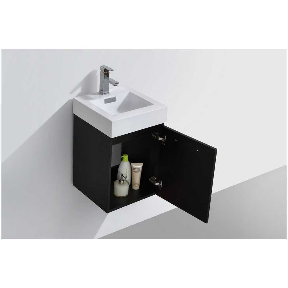 Bliss 16" Black Wall Mount Modern Bathroom Vanity