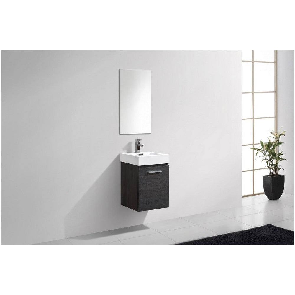 Bliss 16" Gray Oak Wall Mount Modern Bathroom Vanity