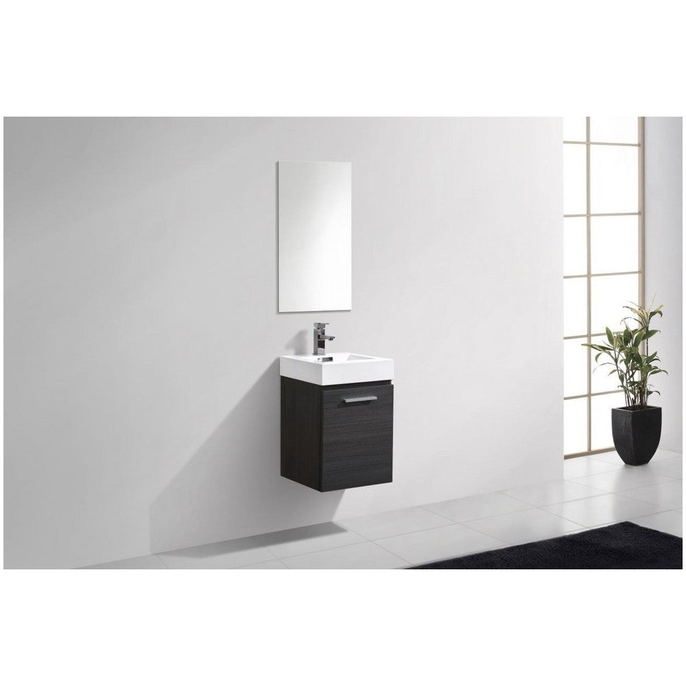 Bliss 16" High Gloss Gray Oak Wall Mount Modern Bathroom Vanity