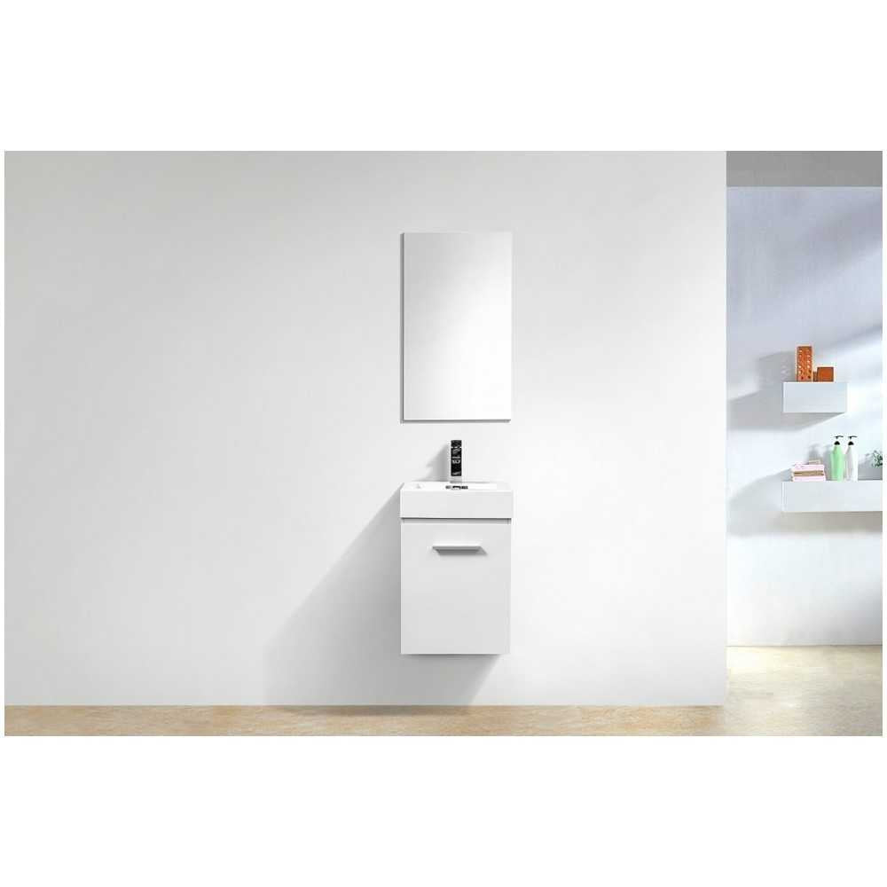 Bliss 16" High Gloss White Wall Mount Modern Bathroom Vanity