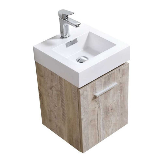 Bliss 16" Nature Wood Wall Mount Modern Bathroom Vanity