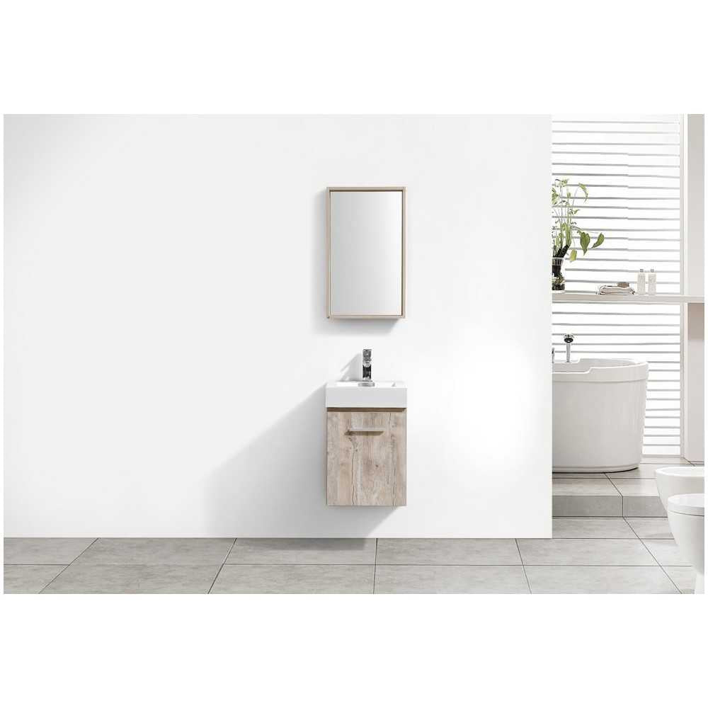 Bliss 16" Nature Wood Wall Mount Modern Bathroom Vanity