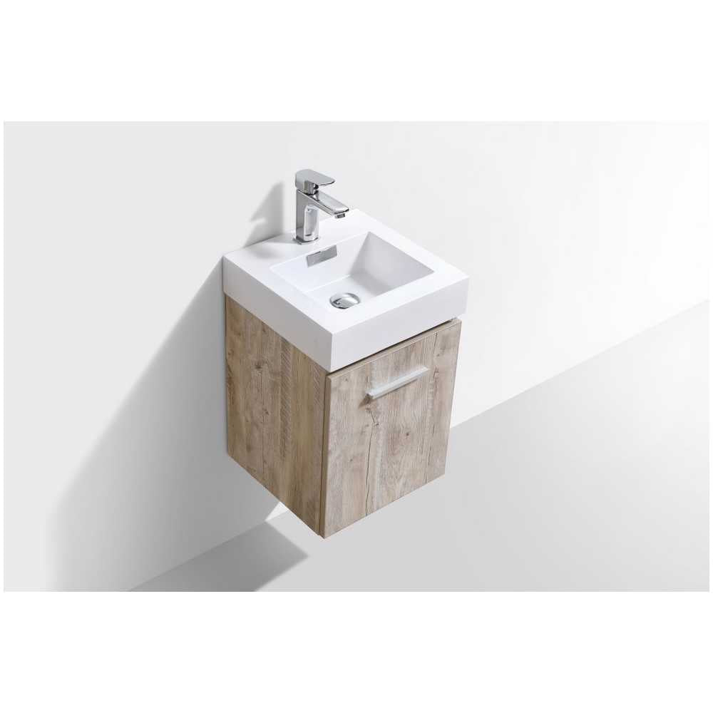 Bliss 16" Nature Wood Wall Mount Modern Bathroom Vanity