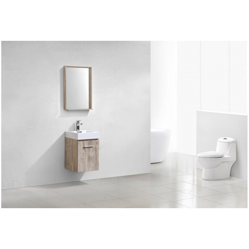 Bliss 16" Nature Wood Wall Mount Modern Bathroom Vanity