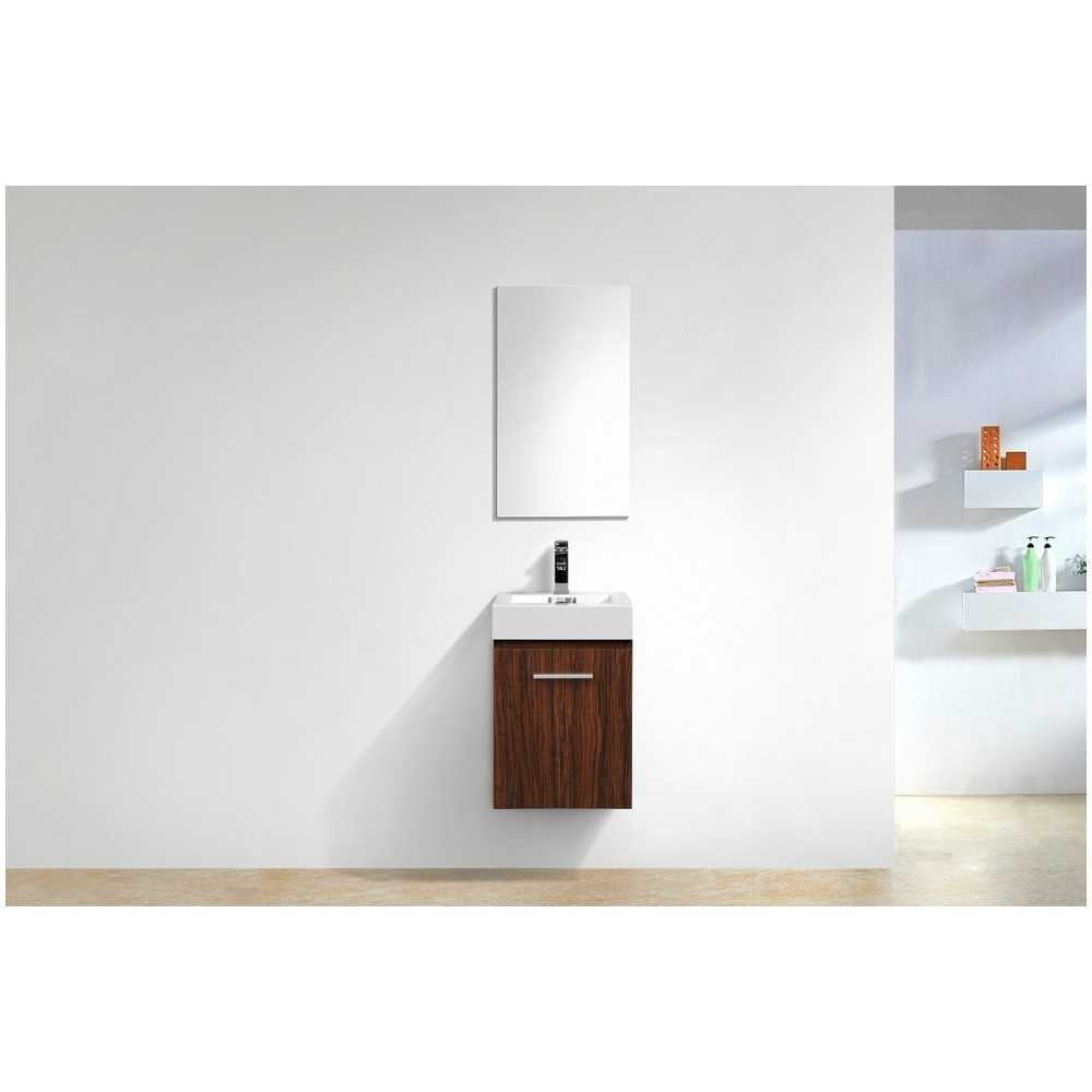 Bliss 16" Walnut Wall Mount Modern Bathroom Vanity