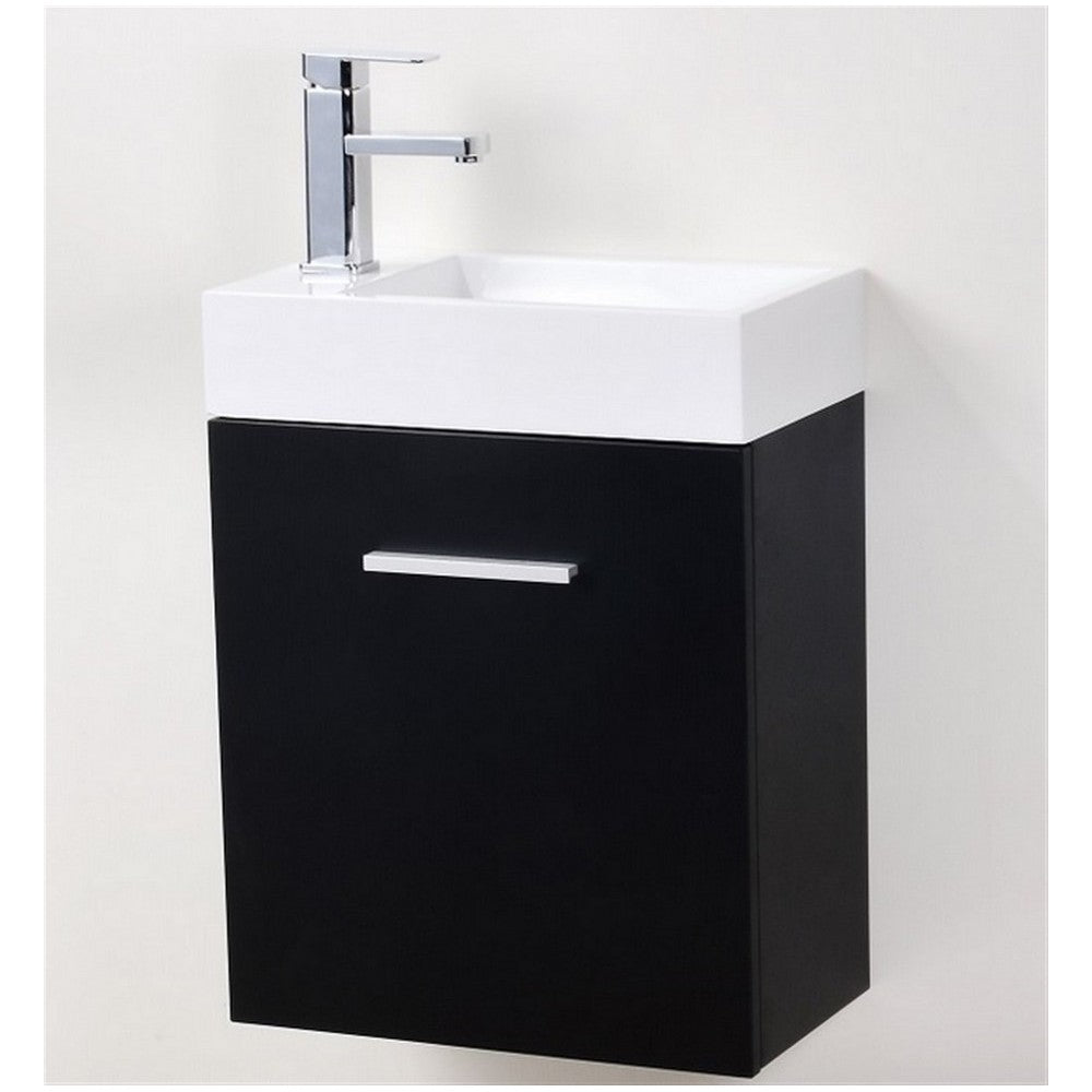 Bliss 18" Wall Mount Modern Bathroom Vanity, Black