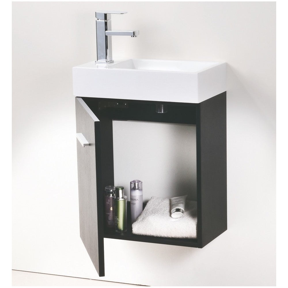 Bliss 18" Wall Mount Modern Bathroom Vanity, Black