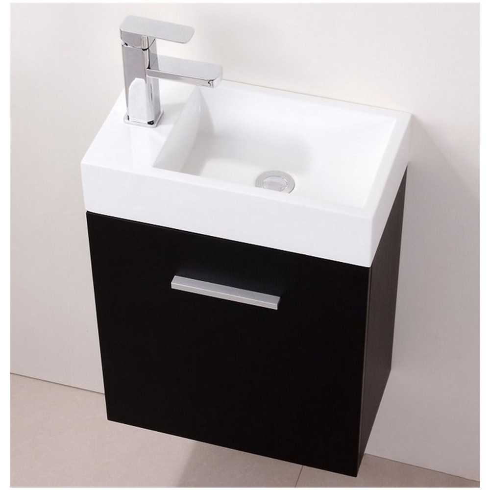 Bliss 18" Wall Mount Modern Bathroom Vanity, Black