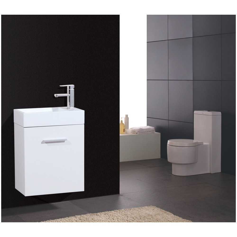 Bliss 18" Wall Mount Modern Bathroom Vanity, High Gloss White