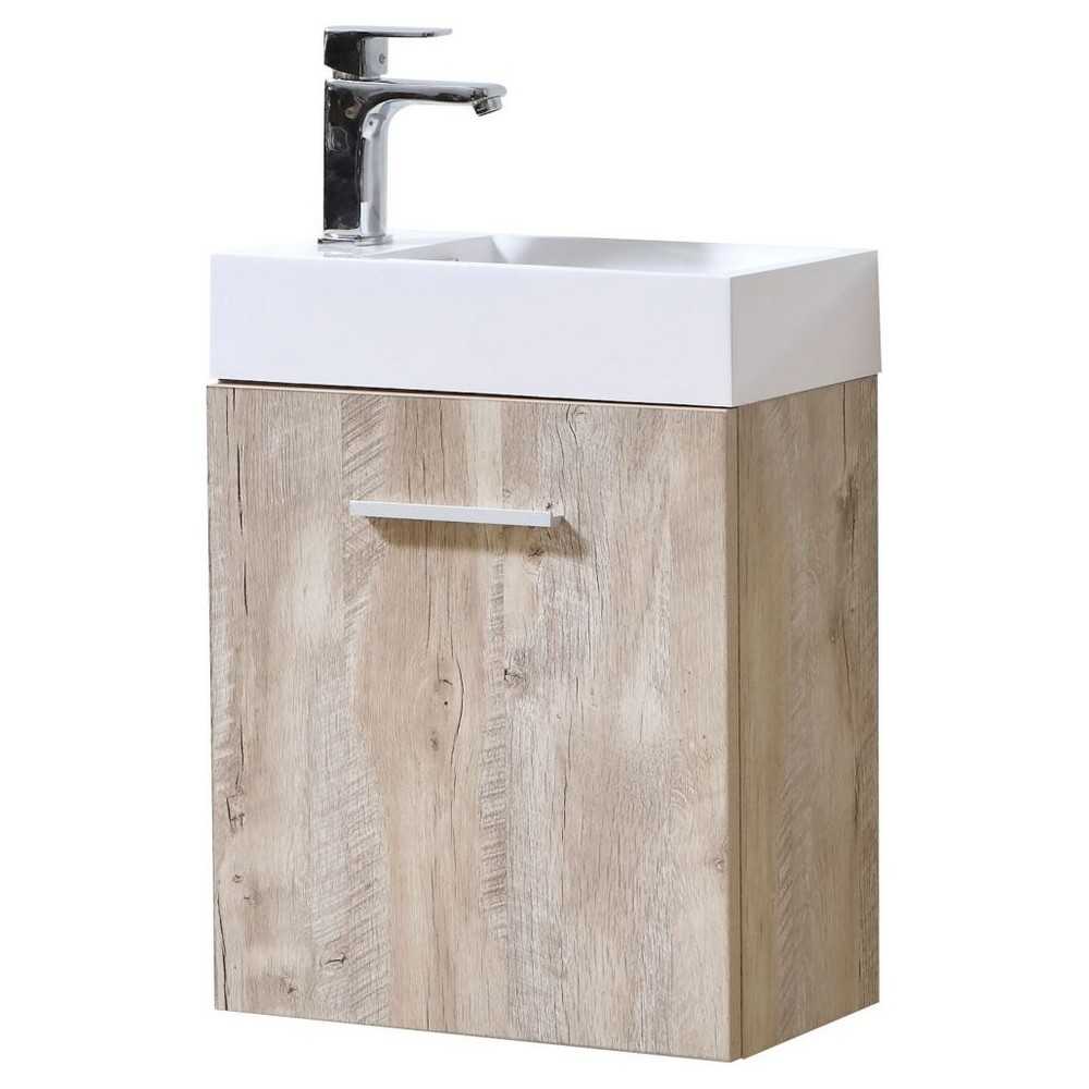 Bliss 18" Wall Mount Modern Bathroom Vanity, Nature Wood