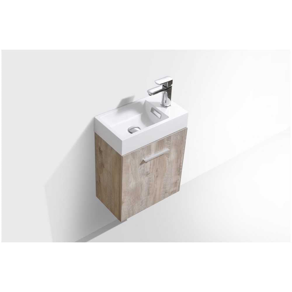 Bliss 18" Wall Mount Modern Bathroom Vanity, Nature Wood