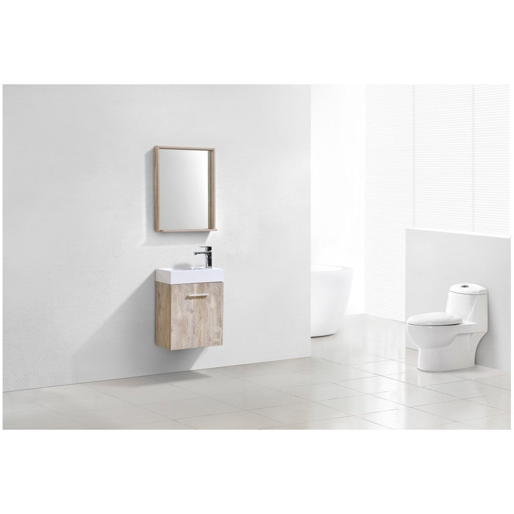 Bliss 18" Wall Mount Modern Bathroom Vanity, Nature Wood