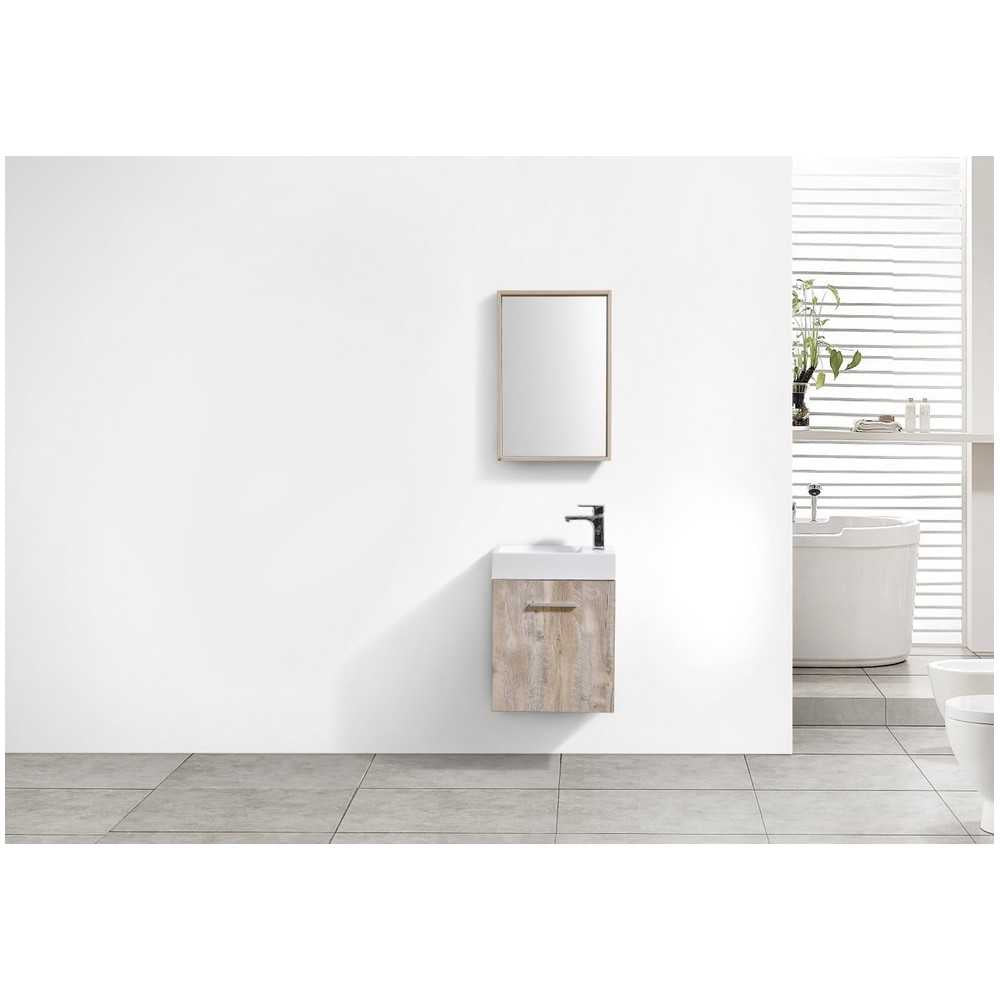 Bliss 18" Wall Mount Modern Bathroom Vanity, Nature Wood