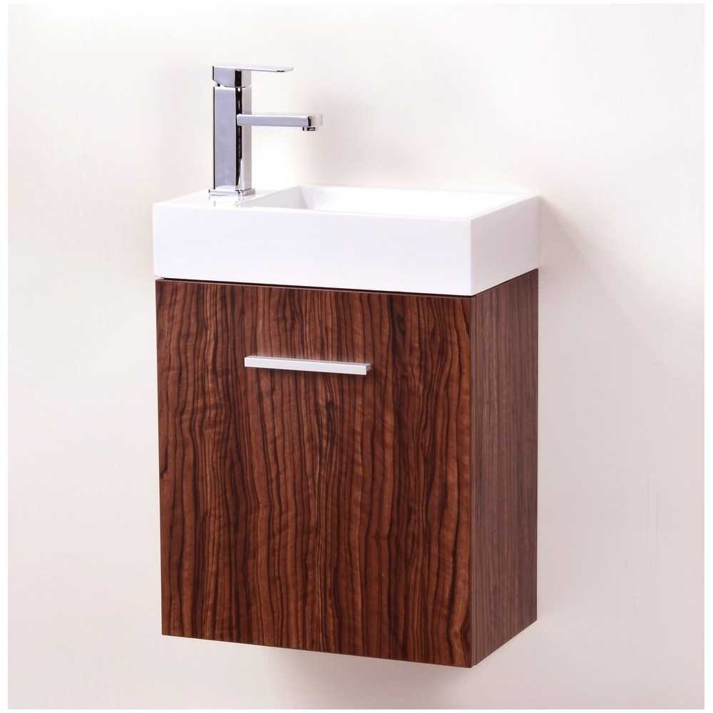 Bliss 18" Wall Mount Modern Bathroom Vanity, Walnut